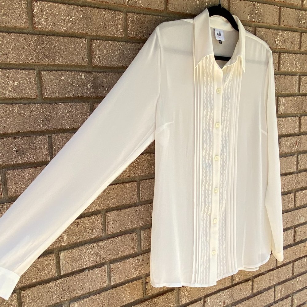 Cabi Sheer Playwright Button Down Blouse - image 4